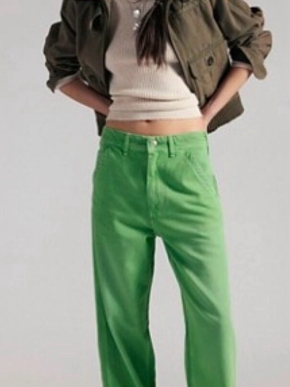 Free People We The Free Easton Low-Rise Workwear Jeans. NWT. Green - Picture 6 of 7